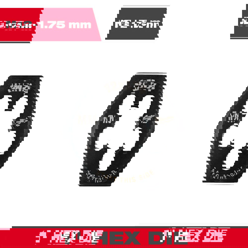Hex Rethreading Dies; Thread Size (mm): M12x1.75 ; Material: Carbon Steel ; Thread Direction: Right Hand ; Thread Standard: Metric Coarse ; Series: Hex-LOK ; Hex Size (Decimal Inch): 1.0000